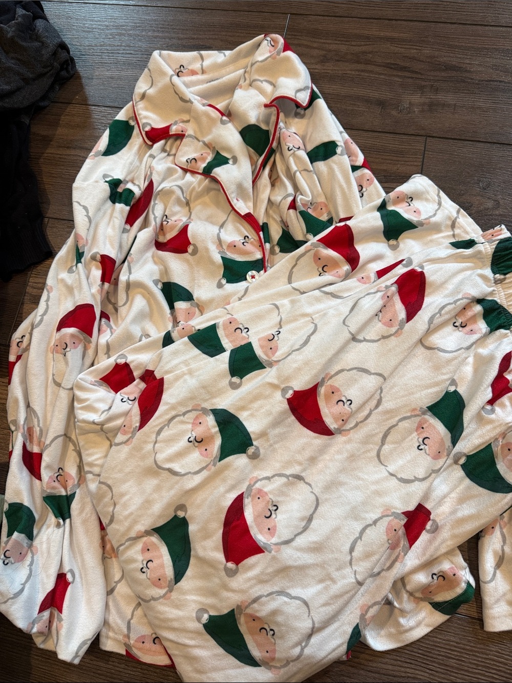 Carter's Cream Fleece Pajama Top with Red & Green Accents